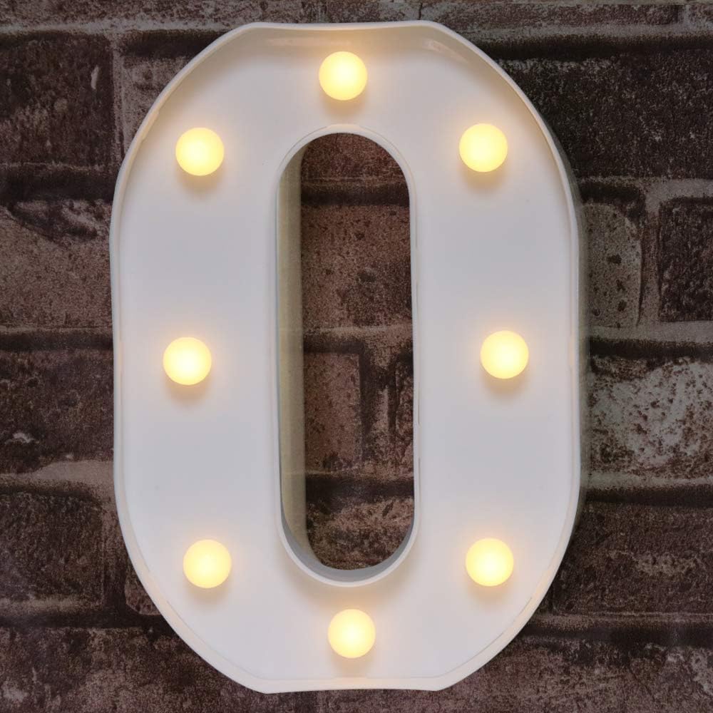 Decorative Led Light up Number Letters, White Plastic Marquee Number Lights Sign Party Wedding Decor Battery Operated Number (1)