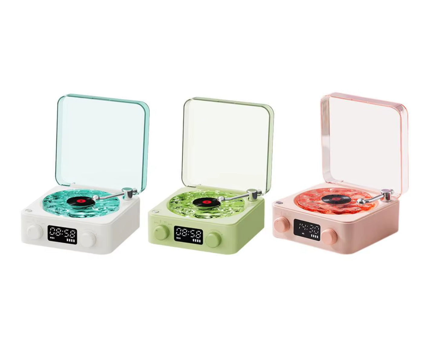 Retro Waves Wireless Bluetooth Vinyl Record Player with White Noise Light