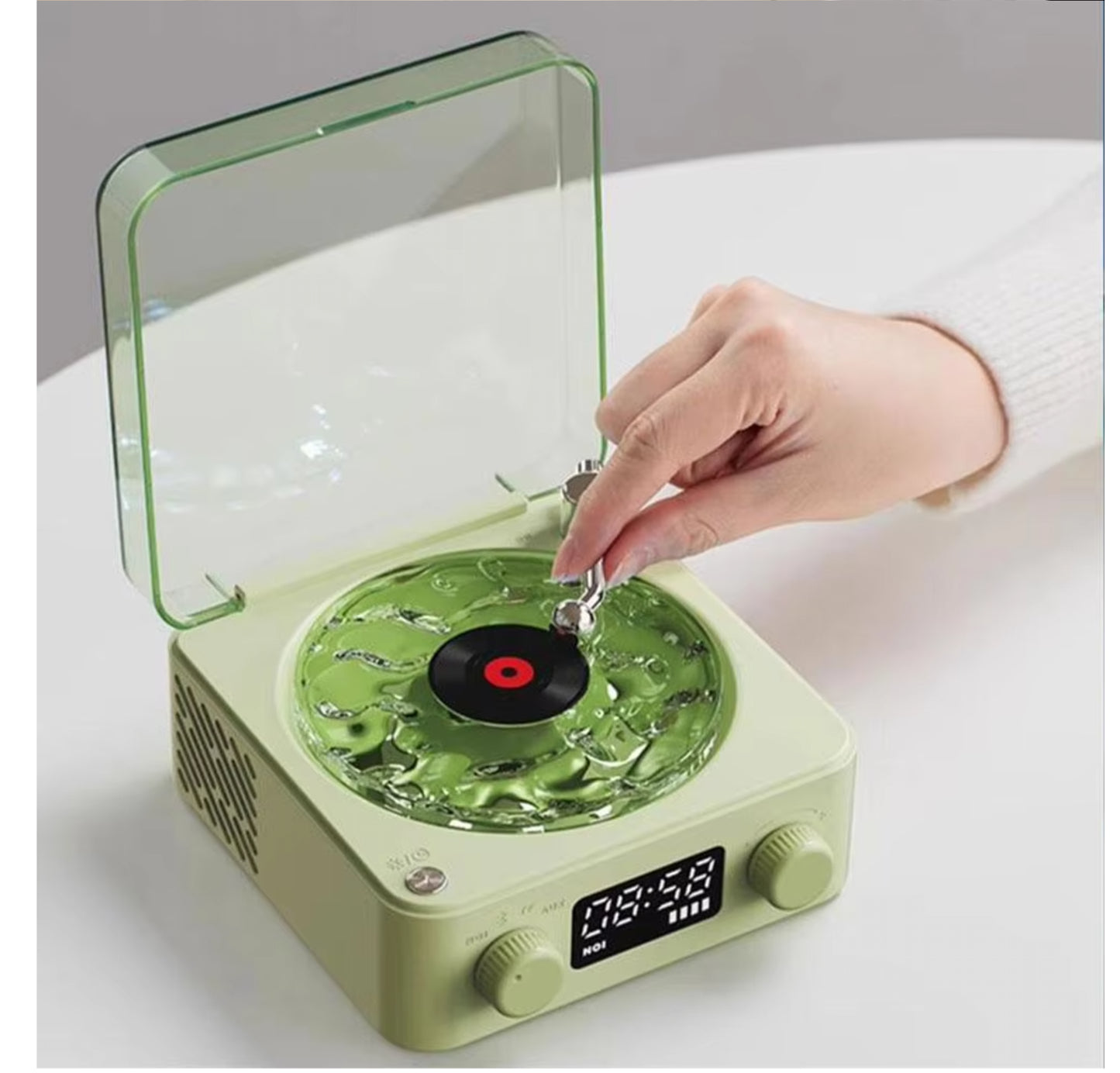 Retro Waves Wireless Bluetooth Vinyl Record Player with White Noise Light